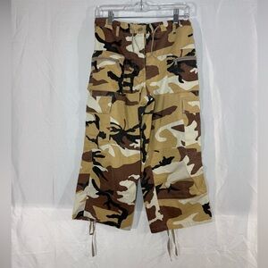 Camo Cargo Capri Pants XL Desert Brown Y2K‎ Grunge Utility